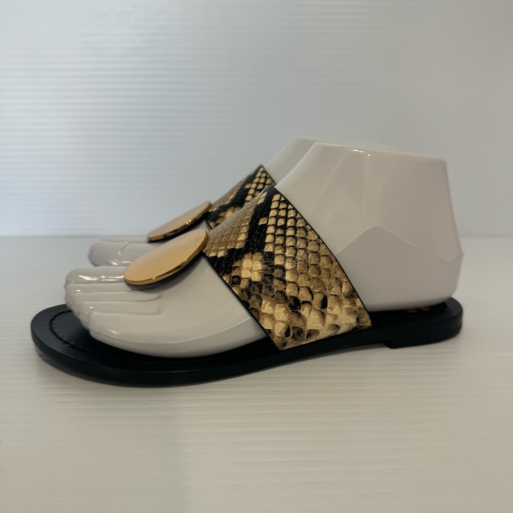 Tory Burch Patos Disk Thong Woven Leather Sandals Size 5 1/2 - Picture 3 of 12
